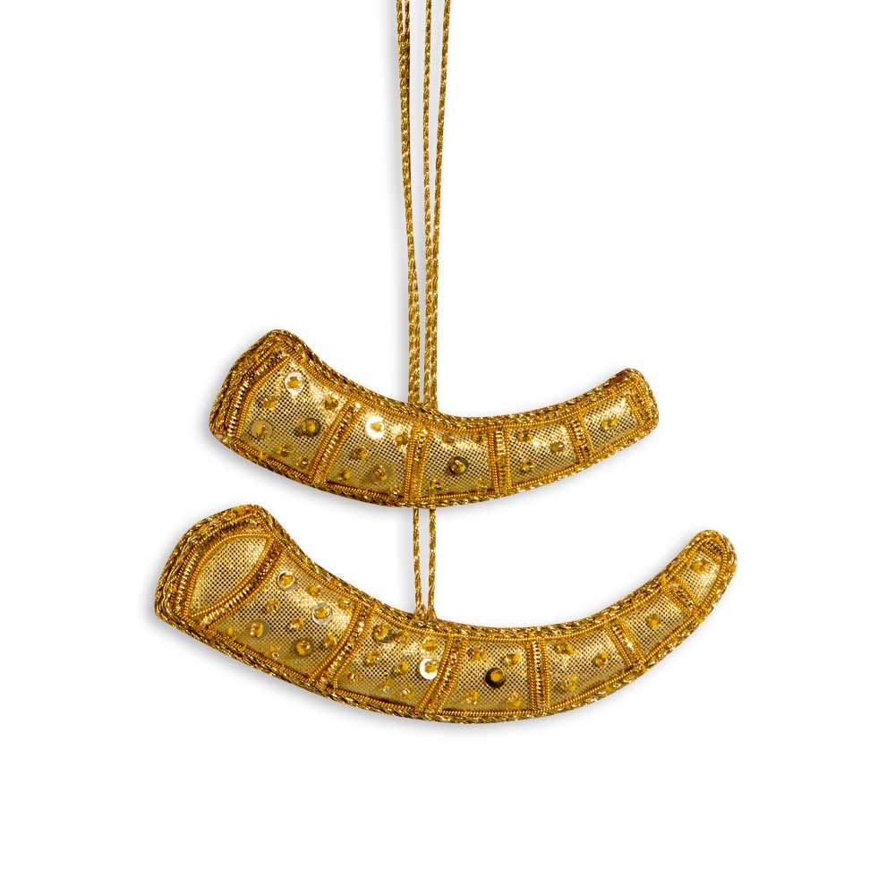 Guldhornene i stof, perler, pailletter og guldtråd - håndlavet - Souvenirs - & T-shirts Shop |