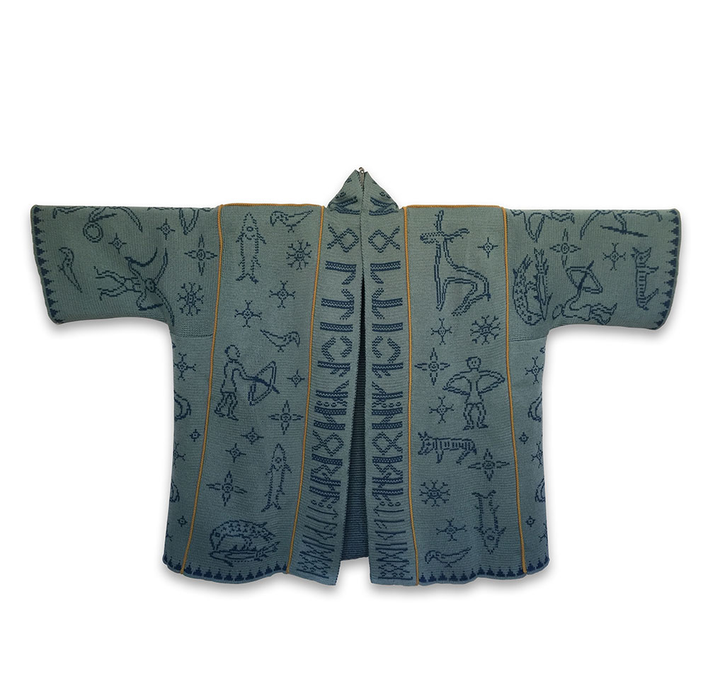jern plade Kompleks Guldhornsjakke i turkis og blå - One Size - Strik og silke - Shop |  Nationalmuseet