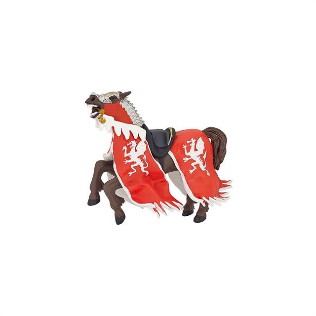 Adelig hest med rødt dækken - håndmalet