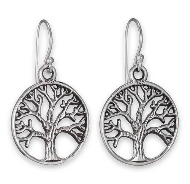 Ørehængere i sølv med Yggdrasil - Livets træ