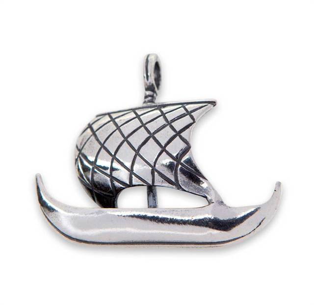 Vikingehandelsskib som vedhæng - sølv
