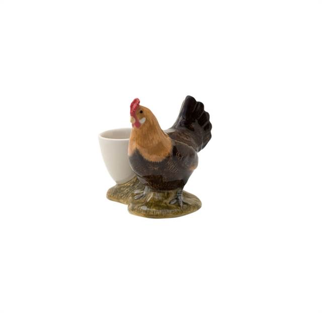 Håndlavet æggebæger med Sicilianer-høne i keramik