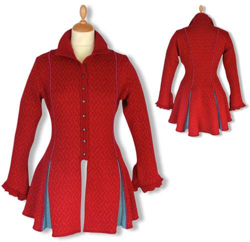Lang rød jakke med slidser fra 1700-tallet