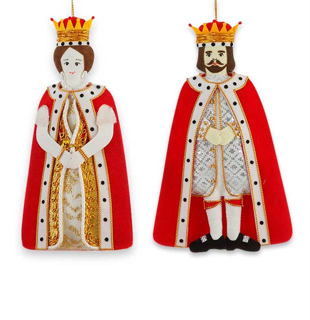 Konge og Dronning i tekstil og guldtråd - håndlavet