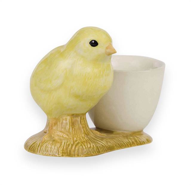 Håndlavet æggebæger med kylling i keramik