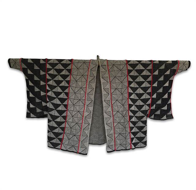 Kimonojakke i sort og grå