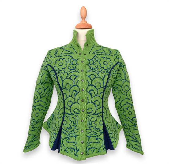 Margrete 1.s jakke - grøn med blå slids