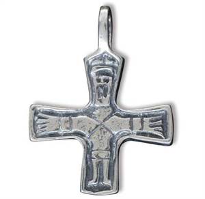 Vikingekors med kristusfigur - tin