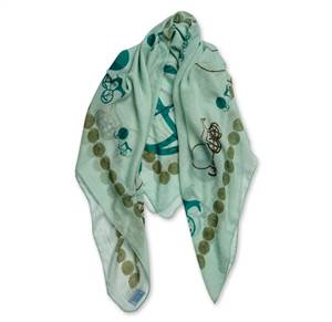 Mintgrønt bomuldstørklæde med solvognsmotiv