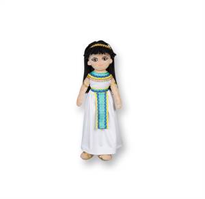 Kleopatra-dukke med elegant kjole og guldsmykker