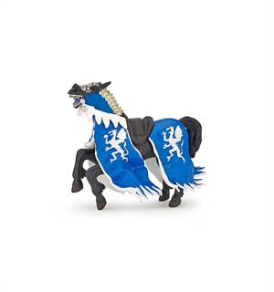 Adelig hest med blåt dækken - håndmalet