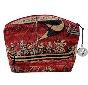 Kosmetikpung med vikingeskib fra Bayeux-tapetet - rød