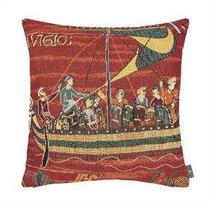 Pudebetræk med vikingeskib fra Bayeux-tapetet - rød