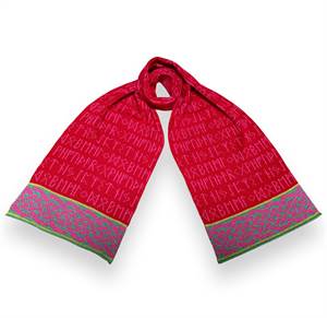 Halstørklæde med runer - rød, pink, gul og grøn