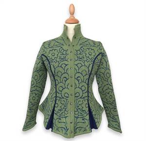 Margrete 1.s jakke - grøn med blå slids
